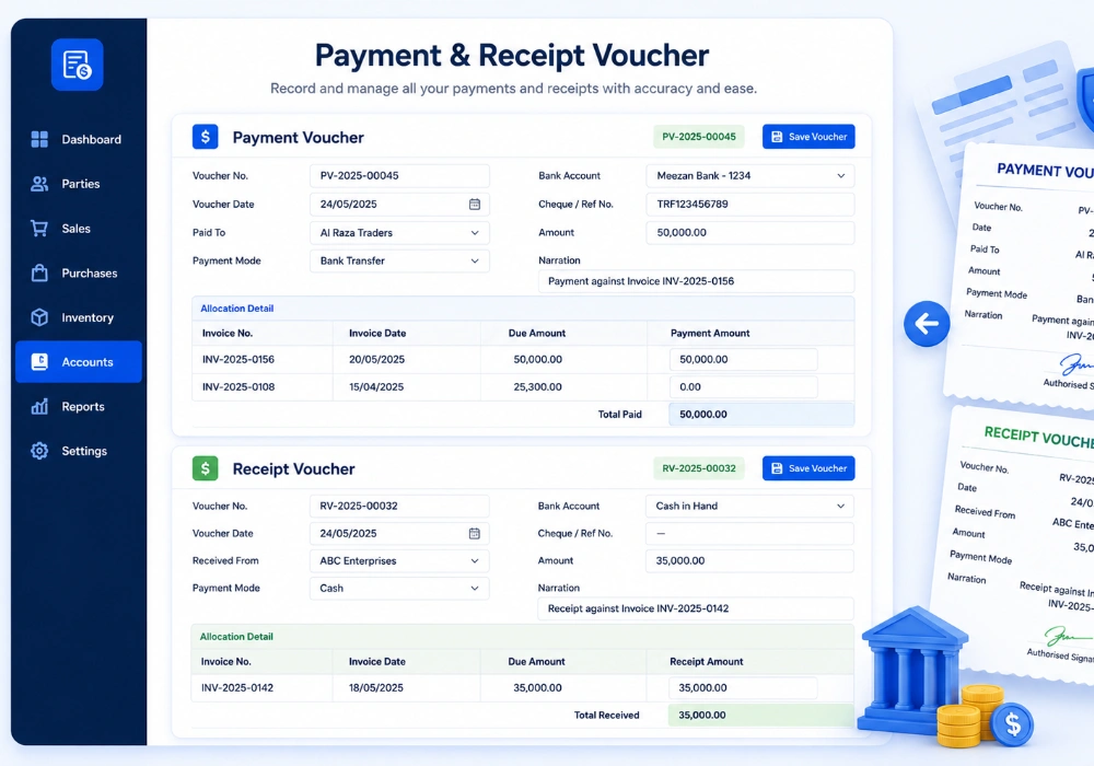 Payment & Receipt Voucher Management